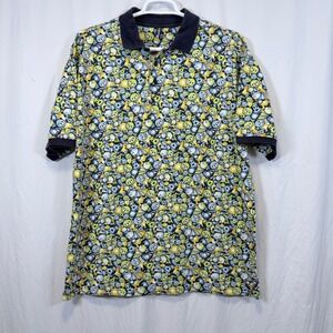 Raw Blue Polo Shirt Cartoon Character Print Blue Green XL